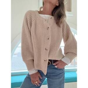 NEW PINK PINEAPPLE fisherman crew cardigan in natural